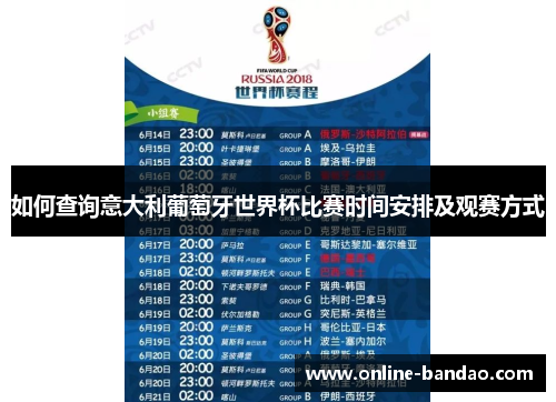 如何查询意大利葡萄牙世界杯比赛时间安排及观赛方式
